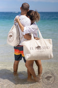 El Bolsero Large Beach Tote 12oz Cotton Natural ColorBolso de Playa Grande de Algodón de 12 oz Color Natural Lovely Couple on Playa Conchal Costa RIca